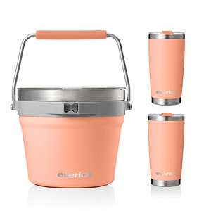 Xô đá tùy chỉnh màu đỏ đen Tùy chỉnh màu thép không gỉ Xô đá 7L tùy chỉnh - Product Image 1