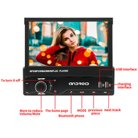 Simple 1 din 7 pouces panneau rétractable écran tactile android autoradio carplay stéréo vidéo audio multimédia lecteur gps avec wifi