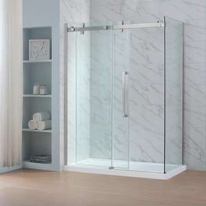 Cabine de <span class=keywords><strong>douche</strong></span> et de bain rectangulaire sans cadre de haute qualité 2026 avec verre incurvé pour usage hôtelier, en verre trempé fermé - Product Image 5