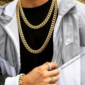 Collar de Cadena de Acero Inoxidable Chapado en Oro de 14k y 18k para Hombre al Por Mayor Estilo Hip Hop Cubano Miami - Product Image 4