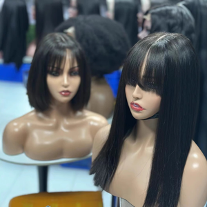 Parrucca Senza Colla con Frangia, Capelli Umani Remy Vietnamiti Grezzi, Doppia Trama, Lisci e Lunghi - Product Image 4