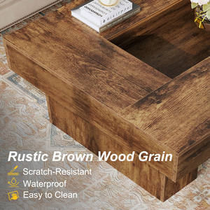 Nouveautés 2026 : <span class=keywords><strong>Table</strong></span> <span class=keywords><strong>basse</strong></span> de salon <span class=keywords><strong>en</strong></span> bois rustique avec rangement et éclairage LED personnalisé - Product Image 4