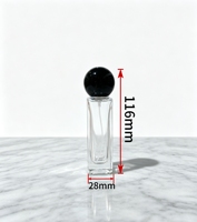 Vente en gros de flacons de parfum vides en verre de 30 ml, flacon de parfum rectangulaire transparent avec bouchon sphérique noir pour Cologne