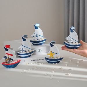 Juego de Decoración de Mini Veleros Estilo Mediterráneo, Paquete de Varias Piezas, Adorno para Sala de Estar, Diseño Escénico - Product Image 2
