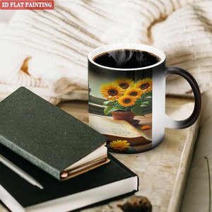Tasse magique 11oz en céramique noire givrée, changeant de couleur à la chaleur, pour usage quotidien - Product Image 3