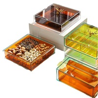 Plateau de nourriture de luxe en acrylique avec couvercle boîte de rangement colorée pour bonbons et fruits pour la décoration de table basse salon ménage