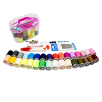 Boîte de rangement rigide en plastique pour fournitures de couture d'urgence, mini kit de couture de voyage pour débutants et adultes, réparation par couture à la main
