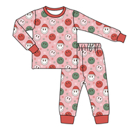 Ventes en gros de vêtements pour filles, ensembles ODM/OEM personnalisés, imprimés de Noël, manches longues, automne et hiver, tenues décontractées pour bébés filles, ensembles 2 pièces
