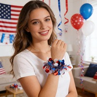 Bracelet en bande PET fin à étoile à cinq branches, coloré, pour la décoration du poignet, pour le 250e anniversaire du Jour de l'Indépendance des États-Unis