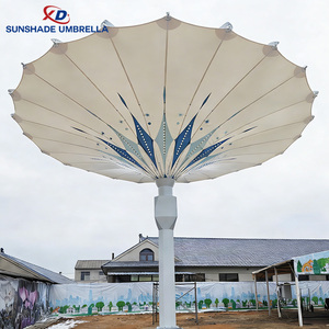 مظلة شاطئ كهربائية كبيرة وحديثة مع عمود من الفولاذ المقاوم للصدأ، مظلة قابلة للسحب للحدائق والمتنزهات والمساحات الخارجية - Product Image 2