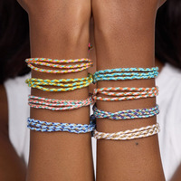 Nouveau design tendance Bracelet en corde tressée colorée en acier inoxydable plaqué or 18 carats