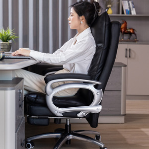 Chaise de bureau ergonomique réglable en hauteur, inclinable et pivotante, pour usage domestique ou professionnel, pieds en acier, base en alliage d'aluminium - Product Image 1