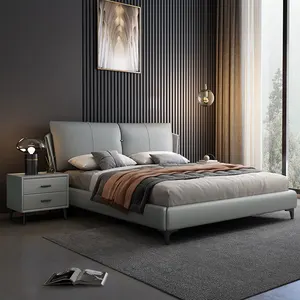 Cama queen de couro de alta qualidade, cama king size, cama, luxo, design moderno, cama