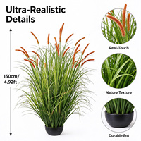 Grand herbe artificielle en forme d'oignon de blé, 150 cm, plante artificielle d'allium en pot pour la décoration extérieure de patio, jardin et aménagement paysager