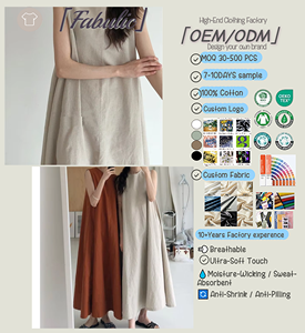 <span class=keywords><strong>Robe</strong></span> d'été décontractée ample sans manches en lin et coton respirant pour femme, avec logo personnalisé, fabrication OEM/ODM, faible MOQ, en stock - Product Image 1