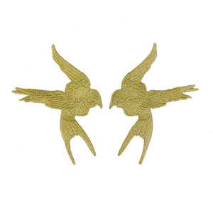 Parche de tela de poliéster y algodón con bordado de pato mandarín y pájaro pequeño, en forma de abanico, con nubes auspiciosas, estilo chino - Product Image 1