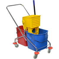 Chariot à serpillière à double seau pliable pour le nettoyage des hôpitaux et des aéroports, en plastique durable