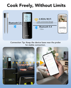 Thermomètre à viande sans fil WiFi 2026 le plus récent avec 2 sondes, thermomètre de cuisson numérique à double <span class=keywords><strong>sonde</strong></span> pour grillades, barbecue, fumoir, four - Product Image 3