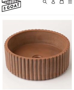 Lavabo Moderno de Cemento Acanalado Redondo OEM, Lavabo de Cemento con Nervaduras, Lavabo Sobre Encimera GFRC, Fabricante Vietnamita - Product Image 4