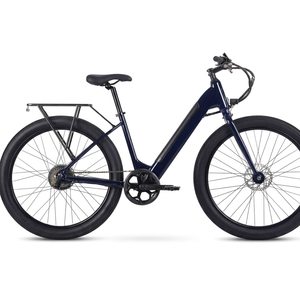 Bicicletta elettrica ibrida in legno, motore da 350W, ruota da 27 pollici, bicicletta per adulti, blu - Product Image 1