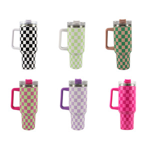 Stanley 40oz Checkerboard Tumbler With Straw Travel <b>Mug</b> Insulated Stainless Steel <b>Large</b> Capacity Drop Proof - Product Image 1
