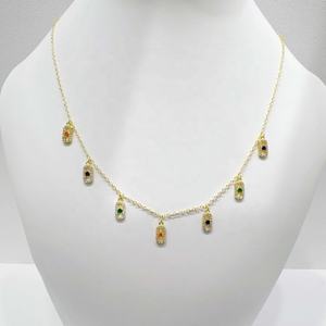 Precio de fábrica: Collar de plata de ley 925 con cuentas de colores, diseño de ojo, delicado, a la moda, para chica, vintage, de lujo, con borlas de circonita. - Product Image 5