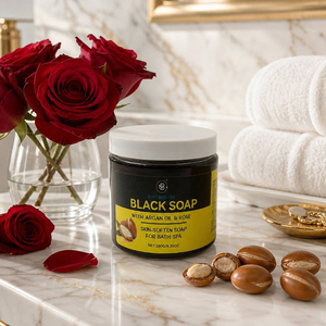 Autocollant personnalisé 180g Savon <span class=keywords><strong>noir</strong></span> à l'extrait d'eucalyptus, soin doux pour le bain, pâte de savon <span class=keywords><strong>noir</strong></span> marocain - Product Image 1