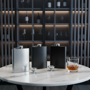 Gourde à liqueur portable en acier inoxydable noir mat de 6 oz pour whisky et spiritueux – Vente en gros - Product Image 6
