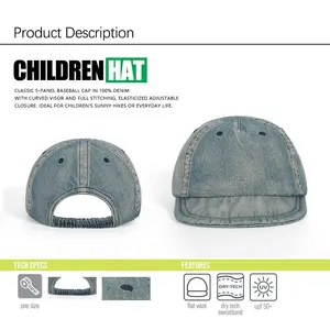 Cappellini da corsa con visiera piatta a basso profilo per bambini a 5 pannelli cappellini sportivi con chiusura a scatto cappello berretto da Baseball in Denim
