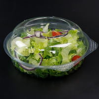 Bol à salade jetable en plastique transparent avec couvercle ventilé, qualité alimentaire, sans BPA, empilable, pour emporter