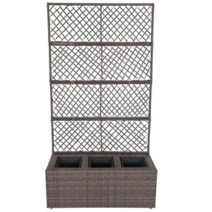Poly Rattan <strong>Planter</strong> <strong>Box</strong> with Trellis Outdoor Wicker Raised Garden Bed Climbing <strong>Planter</strong> for Vine Flower <strong>Vegetable</strong> Patio Garden - Product Image 4