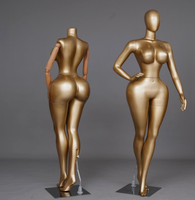 Mannequins BBL en plastique pour femme, taille plus, corps entier, avec poitrine et hanches généreuses, corps courbé, couleur or, vente en gros d'usine