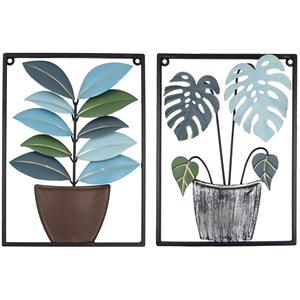 Metal Green <span class=keywords><strong>Leaf</strong></span> Wall Art Inspirational Potted Plant Wall Decor Sculpture Hanging - Product Image 6