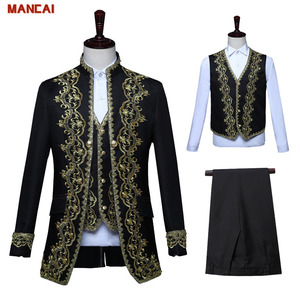 Conjunto de 3 Piezas, Disfraz de Príncipe Real Victoriano Steampunk, Chaqueta, Chaleco y Pantalones de Estilo Barroco Vintage, Traje de Novio para Hombre Adulto - Product Image 1