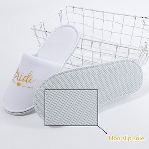 Usa e getta Spa Hotel Party White Velvet Lady LOGO personalizzato ospiti di nozze damigelle d'onore da <span class=keywords><strong>sposa</strong></span> pantofole da donna per la <span class=keywords><strong>sposa</strong></span> - Product Image 6
