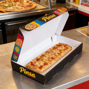 Caja de Papel para Pizza <span class=keywords><strong>Pinsa</strong></span> Romana Desechable Personalizada al por Mayor, Caja de Pizza Impresa con Logotipo para Llevar - Product Image 2
