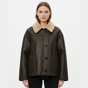 Giacca Reversibile in Pile e Pelle Personalizzata per l'Inverno, Fodera in Finta Pelliccia per <span class=keywords><strong>Donna</strong></span>, Doppio Strato - Product Image 1