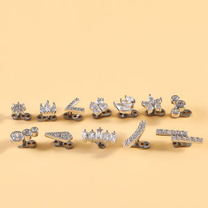 Joyería de Piercing de moda G23 Clavo impulsado por titanio Hilo interno Juego de cobre Zircon Clavo residente Joyería corporal subcutánea - Product Image 3