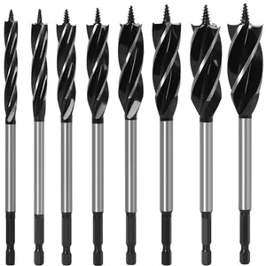 Auger Drill Bit Set Precise Positioning Efficient 4 Slot 4 Flute Fast Chip Removal 10mm to 35mm Wood Drill Bit for Woodworking