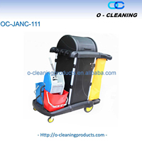 Chariot utilitaire commercial en plastique O-Cleaning avec roues, chariot de service d'étiquette pour hôtel avec sac Oxford