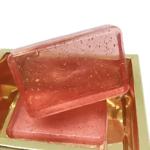 סיטונאי אספקת אמבט אורגני 24K זהב רדיד קולגן מותג פרטי עור טיפול פנים גוף לשטוף סבון ברק אדום עלה בר סבון