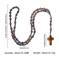 Vente en gros de collier croix en cristal de pierre naturelle articles religieux collier chapelet croix en quartz rose avec agate et aventurine