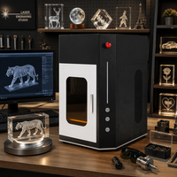 Nouvel équipement de gravure laser 3D sur verre cristallin, conversion 2D/3D, laser UV 355nm 5W, ultra-précision 0,02 mm, 7000 mm/s, élévateur électrique