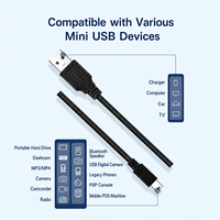 Câble d'extension USB-A vers Mini USB 5 broches, port en forme de T, conducteur tout cuivre, isolation PVC, charge rapide, transfert de données