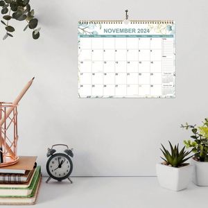 Calendrier suspendu transfrontalier pour la planification, version anglaise, motif floral, reliure spirale, laminé, 2025 - Product Image 4
