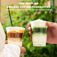 Gobelet en PET transparent personnalisé avec logo, 12 oz et 16 oz, avec couvercle et paille, pour jus, matcha, thé au lait, café, boissons glacées – Solution d'emballage