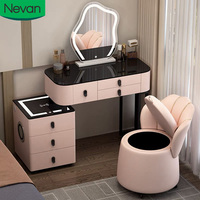 Nouvelle Arrivée Coiffeuse avec Miroir et Tiroirs, Table de Maquillage à Prix Abordable avec Miroir LED et Tabouret