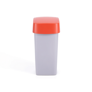 Cestino per Rifiuti Flip Bin 25 L Grigio con Coperchio Rosso Design Minimalista Multiuso - Product Image 2