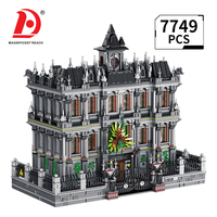 Grand Ensemble de Blocs de Construction Asile d'Horreur Gothique 7749 Pièces MOC Kit Modèle Maison Hantée Vue sur Rue Briques à Assembler Difficiles pour Adultes Jouet