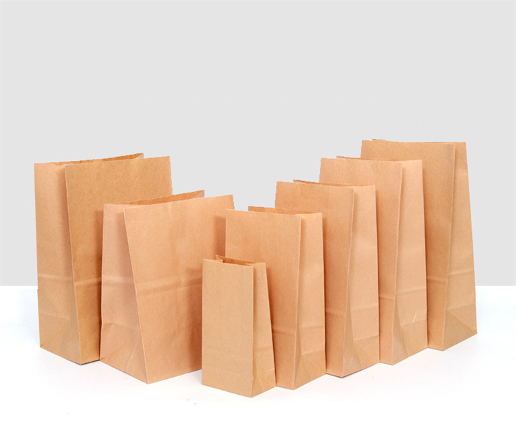 Oil Film Leak Proof Enviro<i></i>nment Friendly Recyclable Brown Kraft Paper Takeaway Bag without Handle